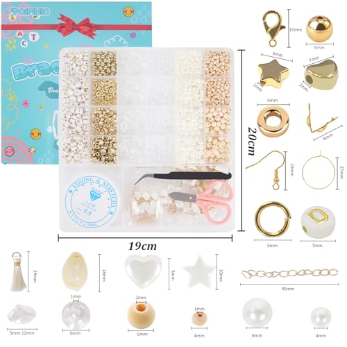 TOIPINIO Bracelet Making Kit Jewelry Making Supplies Kit Natural Stone Beads for Irregular Natural Stone with for DIY Craft-1736 PCS Friendship Bracelet/Necklace/Earrings for Adults (Clear Crystal) - color: Clear Crystal