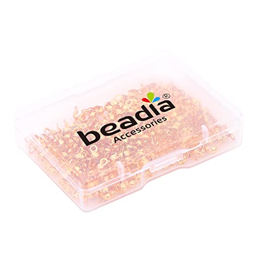 Beadia 18K Gold Plated End Caps Non Tarnish 3x6mm 200pcs for Jewelry Making Findings - color: End Caps Gold, size: 3x6mm
