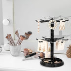2 Pack Keychain Display Stand Rotating Jewelry 2 Tier Necklace Holder Plastic Spinning Bracelet Hanging Organizer Rotating Rack Earring Bracelet Stands for Vendors Malls Counter Dressing Table - color: Black