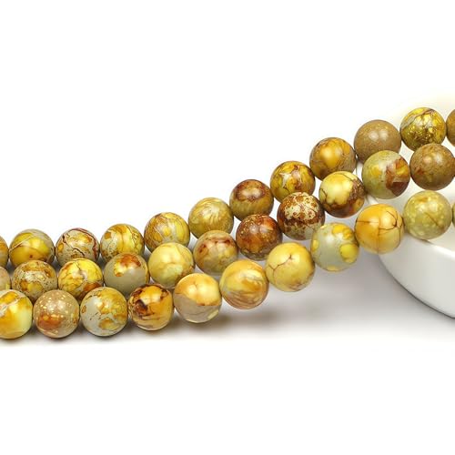 MJDCB 6mm Yellow Imperial Jasper Gemstone Beads Round Loose Stone Bead for Jewelry Making Bracelets Necklaces - color: Yellow Imperial Jasper, size: 6mm