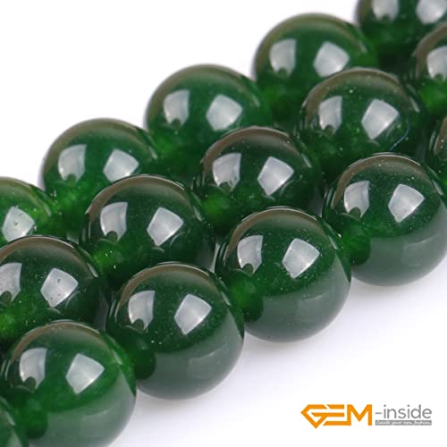 GEM-Inside Natural 10mm Green Taiwan Jade Gemstone Loose Beads Round Crystal Energy Stone Power for Jewelry Making 15" - color: Green Taiwan Jade, size: 10mm