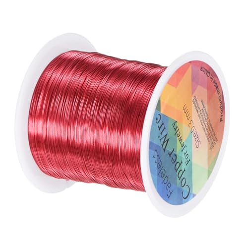 M METERXITY 0.3mm Jewelry Wire, 28 Gauge 328FT Craft Wire Copper Beading Wire for Jewelry Making/Planting/Weaving/DIY Crafting, Soft Metal Wires [100M, Red] - color: Red, size: 0.3mm 28 Gauge