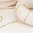 Gold Bracelets for Women Trendy, Dainty Gold Hand Chain Bracelet Stack 14k Gold Plated Finger Ring Bracelet Hand Chain Cz Layered Beaded Gold Bracelets for Women Non Tarnish Gold Jewelry Gift - style: beaded hand chain bracelet-gold