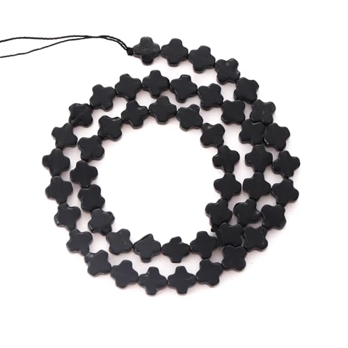 8mm Natural Black Agate Gemstone Faceted Clovers Beads Four-Leaf Spacer Loose Beads for DIY Jewelry Making Beads - color: Black Agate