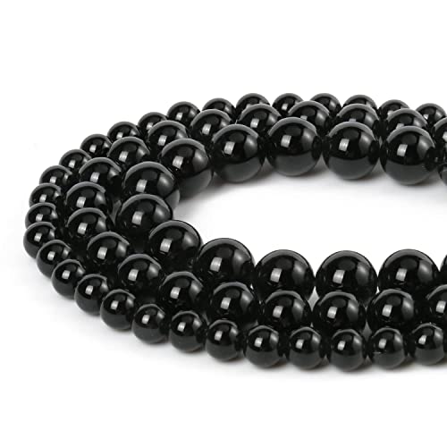 45pcs 8mm Black Agate Beads Natural Gemstone Beads Round Loose Beads for Jewelry Making - color: Black Agate, size: 8mm