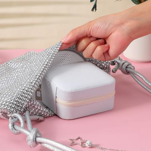 6Pcs PU Leather Small Travel Jewelry Case Organizer Storage, Bridesmaid Gifts Jewelry Box with Mirror for Women Girls