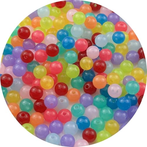 200pcs Acrylic Round Beads for Crafts 10mm Resin Candy Color Spacer Beads with Hole for Jewelry Making Sewing Crafts Decoration Necklaces Bracelets Earrings Supplies(Jelly Mix Colors) - color: Jelly Mix Colors, size: 10mm