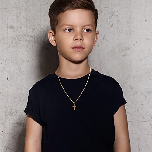 Joxevyia Cross Necklace for 14K Gold Filled Stainless Steel Small Cross Pendant with Cuban Chain Necklace Simple Faith Jewelry Christmas Gift for Men Women 16-24 Inches - size: 22 inches, style: gold cross necklace 0.8"*0.4"