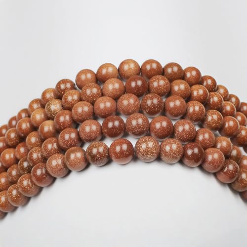 MJDCB AAA Natural Gold Sand Gemstone Loose Round Beads Spacer Beads for Jewelry Making (4mm) - color: Gold Sand Stone, size: 4mm