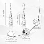 ALEXCRAFT 925 Sterling Silver Dangle Earrings for Women, 14K Gold Plated French Leverback Earrings, Hypoallergenic Lightweight Statement Hammer Square Bar Long Drop Earing for Women Trendy Jewelry - color: SilverA