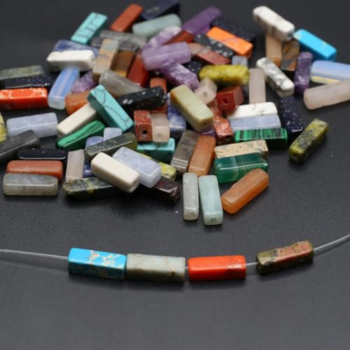 40 Pcs Healing Loose Beads Rectangle Shape Natural Necklace Stone Pendants Crystal Charms for Jewelry Making DIY Craft - color: rectangle