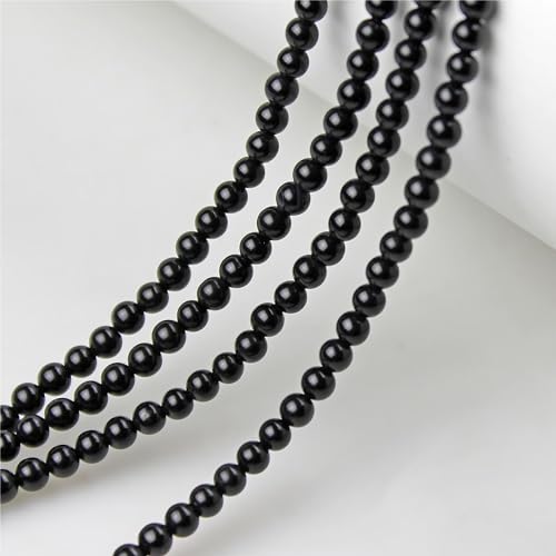MJDCB 225pcs Natural Small Stone Beads 3mm Black Onyx Round Smooth Loose Gemstone Bead for Jewelry Making Bracelets Earrings Necklaces Accessories - color: Black Onyx
