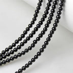 MJDCB 225pcs Natural Small Stone Beads 3mm Black Onyx Round Smooth Loose Gemstone Bead for Jewelry Making Bracelets Earrings Necklaces Accessories - color: Black Onyx