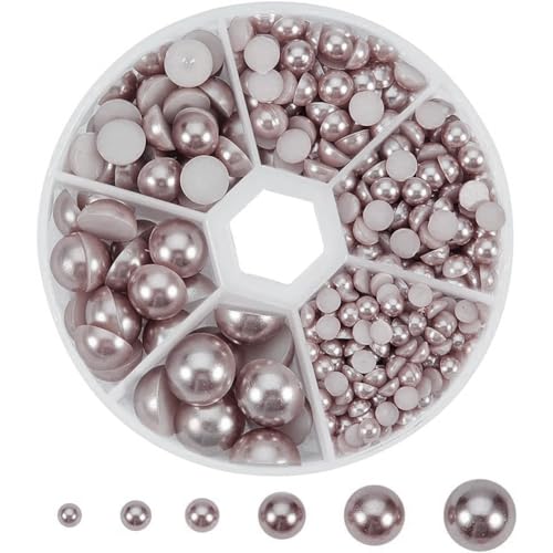 PH PandaHall 690pcs 6 Sizes Flat Pearls for Nails Flat Back Pearl Cabochon Glue on Pearls for Cup Shoes Scrapbooking Embellishment Wedding Dress Phone Nail Making Tan (4mm, 5mm,6mm, 8mm, 10mm, 12mm) - color: Tan