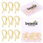 BEADIA 18K Gold Plated Earring Hooks 10x16mm 20pcs for Jewelry Making Findings - size: Hooks 10x16mm
