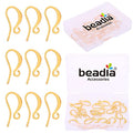BEADIA 18K Gold Plated Earring Hooks 10x16mm 20pcs for Jewelry Making Findings - size: Hooks 10x16mm