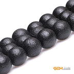 GEM-Inside Black Frost Spacer Agate Gemstone Loose Beads Natural Energy Power Beads for Jewelry Making 14mm Round 15 Inches - color: Black Agate, size: 14mm