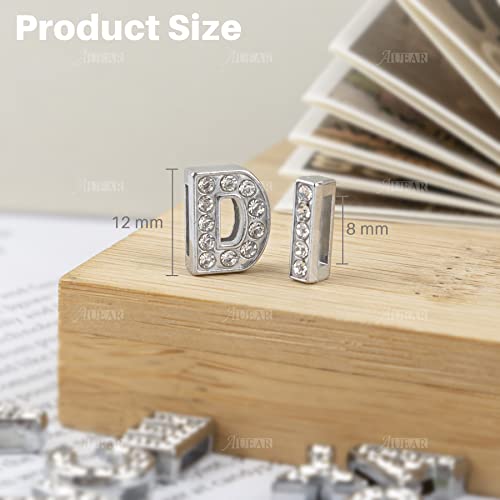 AUEAR, 130 Pack Silver A-Z 8mm Full Rhinestone Slide Crystal Alphabet Letter Charm Alloy for Bracelets Necklace Wristbands DIY Jewelry Making - color: Silver, size: 130 Pack