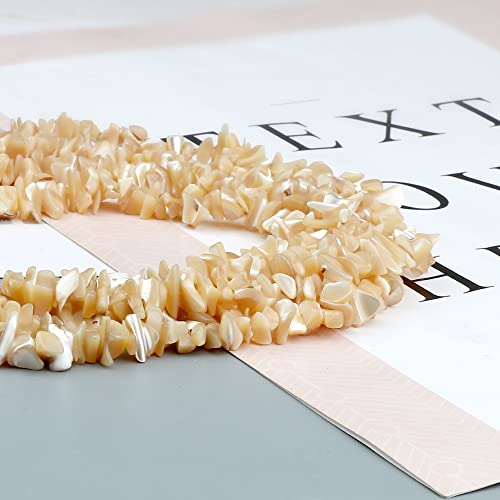HAAMIIQII 5-8mm Natural Brown Mother of Pearl Shell Chips Irregular Chip Stone Loose Gemstone Beads Energy Healing Beads for Jewelry Making Strand 30 Inch - color: Brown Mother of Pearl Shell