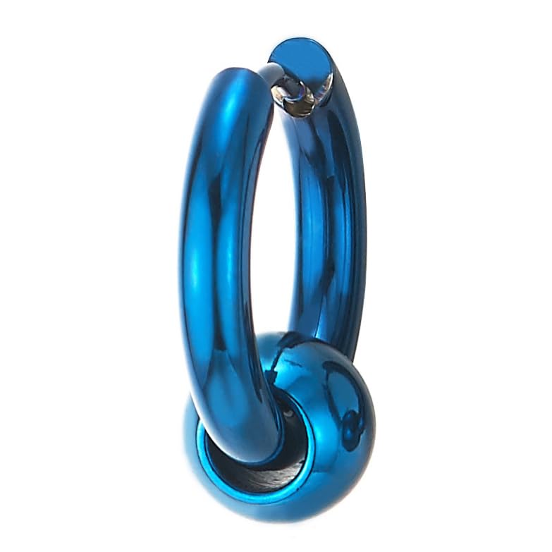 Stainless Steel Circle Beads Huggie Hinged Hoop Earrings for Men Women, 2pc - color: Blue, size: Diameter:12MM