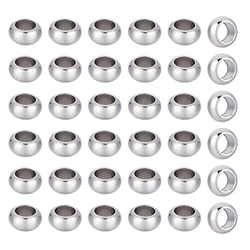 UNICRAFTALE 60pcs Rondelle Spacer Beads Stainless Steel Loose Beads 6mm Hole Spacer Beads Smooth Surface Beads Finding for DIY Bracelet Necklace Jewelry Making Craft - size: 10mm
