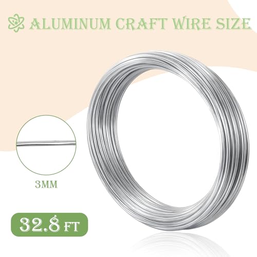 9 Gauge 3mm Bendable Aluminum Wire, 32.8 Feet (10m) Metal Craft Wire for Sculpting, DIY Jewelry Making, Doll Making, Modelling and Bonsai Training - size: 10 M x 3 mm