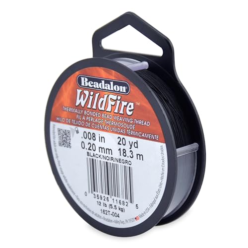 Beadalon Wildfire Ultra - Beading Thread, Beading Supplies for Crafters, Jewelry Makers, Beaders. Braided Fishing Line - size: 0.008 in / 20 yd, style: Black
