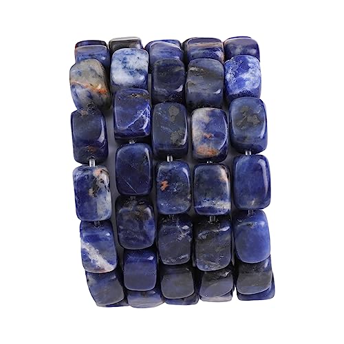 BEADIA Natural Blue Sodalite Cuboid Stone Loose Semi Gemstone Beads for Jewelry Making 8mmx12mm 38cm/Strand - color: Blue Sodalite, size: 8mm X 12mm