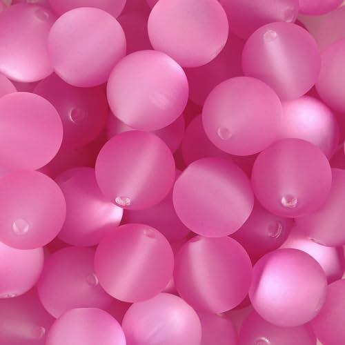 25pcs Resin Transparent Frosted Beads 16mm Cat Eye Circular Rubber Bead Spacer Bead DIY Making Friendship Bracelet Phone Chain Keychain Pen Beads Accessories (Rose) - color: Rose