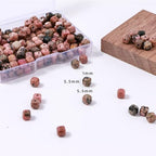 Natural Faceted Rhodochrosite Cube Stone Beads 5-5.5mm 60pcs/str Loose Square Semi Gemstone Stone Beads for Making Bracelets Necklace Earrings - color: Rhodochrosite