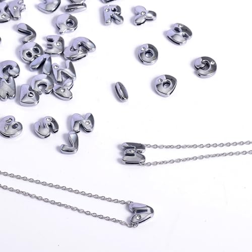stino 100 Gram Metal Charms for Jewelry Making, Silver & Gold Plated, Bulk Pack for Bracelets, Necklaces, Crafts - color: Bubble Letter (52 Pcs）