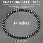 14in Agate Wrap Bracelet for Women Men Natural Round Beaded Agates Stone Healing Stretch Bracelets Elastic Handmade Polished Gemstone Beads Bracelet - color: Black White-1 Agate, size: 6mm Beads