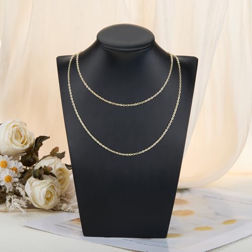 Crisjanggo 32.8 Feet 14K Gold Plated Brass Chains for Jewelry Making Men Women DIY Craft Necklace Bracelet Chains Roll Bulk with Lobster Clasps and Jump Rings - color: Rolo Gold