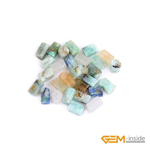 GEM-Inside 28Pcs 8x12mm Natural Blue Chrysocolla Stone Gemstone Faceted Freeform Tube Column Chakra Beads for Jewelry Making Full 15" Strand Power Energy Healing - color: Blue Chrysocolla