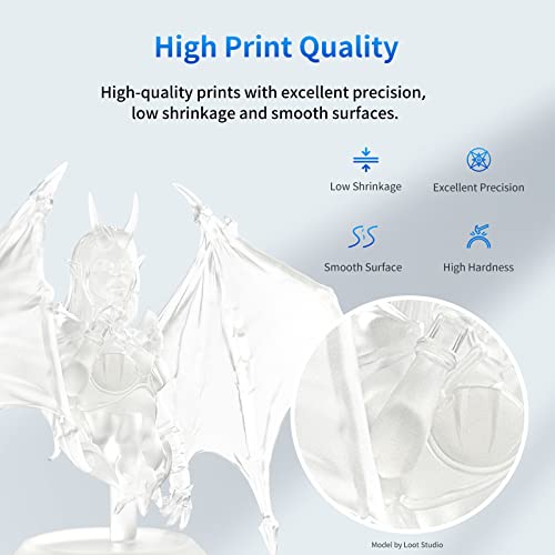 ANYCUBIC 3D Printer Resin, 405nm SLA UV-Curing Resin with High Precision and Quick Curing & Excellent Fluidity for LCD 3D Printing (Clear, 500g) - color: Clear, size: 500g