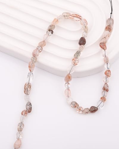 Natural Stone Beads 6-8mm Black Rutilated Quartz Oval Irregular Freeform Tumbled Loose Gemstone Beads for Jewelry Making 15 Inch Strand 50-55 Pcs - color: Black Rutilated Quartz-1 strand15”-approx. 55 beads