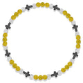 Beaded Baseball Necklace | Adjustable Sports Rope Chain with Baseball Cross Charm - Great Baseball Drip Gift for Players and Fans - color: Yellow-White-Blk