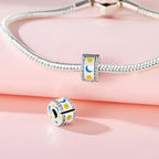 Spacer Stopper Beads for Bracelets & Necklaces, 925 Sterling Silver Beads | Smooth & Pave Cubic Zirconia (White, Blue, 18K Gold Plated) | Anti-Slide Separator Charms S925 Women Jewelry - color: Luminous Stars And Moon-Bead Charms