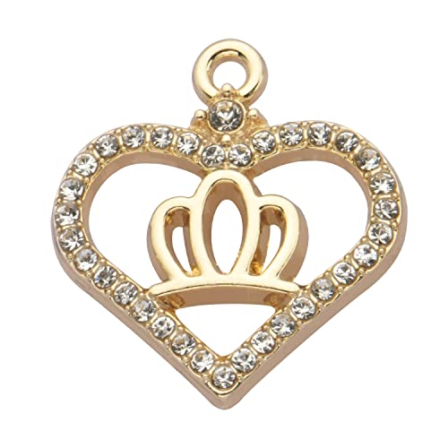 Pack of 20 Rhinestone Charms Gold Plated Pendants Pave Crystal Accessories for Necklace Bracelet Jewelry Making DIY Crafting - color: (Crown)VID60401