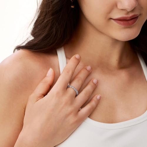 NLIEO Natural Gemstone Stretch Beaded Rings for Women Stackable Dainty Elastic Crystal Rings Jewelry - style: Aquamarine