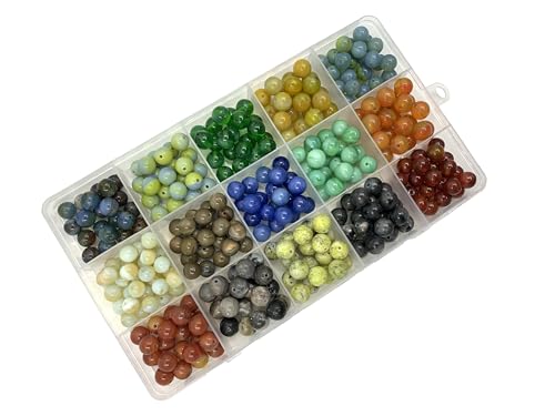 300pcs 8 mm Natural Boulder Beads & amp; Synthetic Agate Energy Stone, Loose Stone gem Fitting Hole Size 1 mm, DIY Smooth Beads Necklace Bracelet, Jewelry Making - color: 8mmNatural stone synthetic agate-A