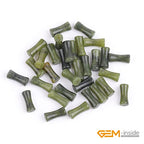 GEM-Inside 30Pcs 5x12mm Natural Dark Green Jade Plant Bamboo Knot Bone Charms Beads for Jewelry Making Power Energy Chakra Stone Beads - color: Dark Green Jade