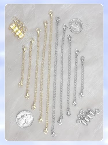 Evnlo Necklace Extender and Magnetic Necklace Clasp,Gold and Silver Chain Extenders for Necklaces Bracelet Jewelry - color: 20Pcs Gold & Silver