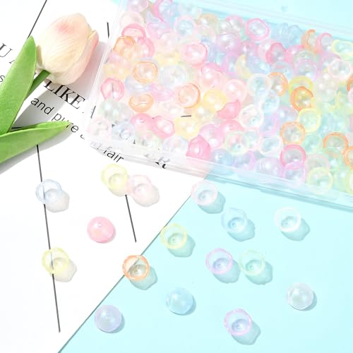 150Pcs Eggshell Luminous Acrylic Beads Cone for Jewelry Making Glow in The Dark Transparent Spacer Beads Bulk for Bracelet Earring Necklace DIY Craft Gift - color: Luminous Eggshell- 150 pcs