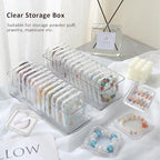 15 Pcs Clear Travel Jewelry Cases with Storage Box Plastic Jewelry Organizer Protective Container for Bracelets, Necklaces, Earrings, Powder Puff, Press-on Nails