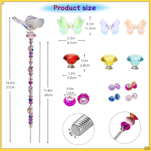 200Pcs DIY Butterfly Garden Stakes Kit - Fairy Wand Garden Stake Beads Kits, Fairy Garden Accessories Kit for Outdoor, Beadable Items (Butterfly) - color: Butterfly