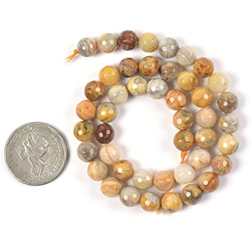 Natural Crazy Lace Agate 8mm Gemstone Faceted Round Loose Strand Beads for DIY Necklace Bracelet Jewelry Making 15 Inch - color: Crazy Lace Agate