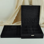Jewelry Boxes 10 x 10 Inches 2-layer Handle Necklace Holder Organizer Jewellery Women Rings Storage Display Girls Earrings Case Lockable Jewelry Tray GY641 (Black) - color: Black