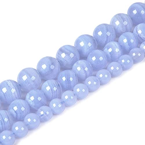Natural Blue Lace Agate 6mm Gemstone Round Loose Beads Strand for DIY Bracelet Necklace Jewelry Making Bead - color: Blue Lace Agate, size: 6mm