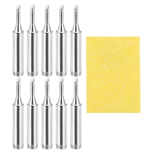MECCANIXITY Pack of 10 900M Solder Tips Internally Heated Soldering Tips with Cleaning Sponge Pad Replacement Welding Accessories Kit for Electrical Solder Station Tip (900M-T-2C) - style: 900M-T-2C